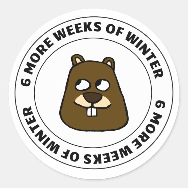 Six more weeks of winter classic round sticker (Front)