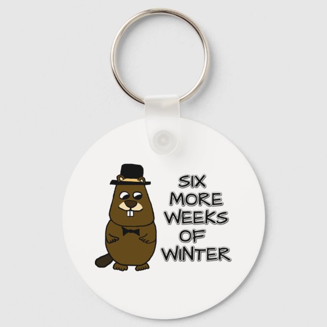 Six more weeks of winter key ring (Front)