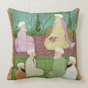 Six Muslim holy men seated on a garden terrace, fr Cushion