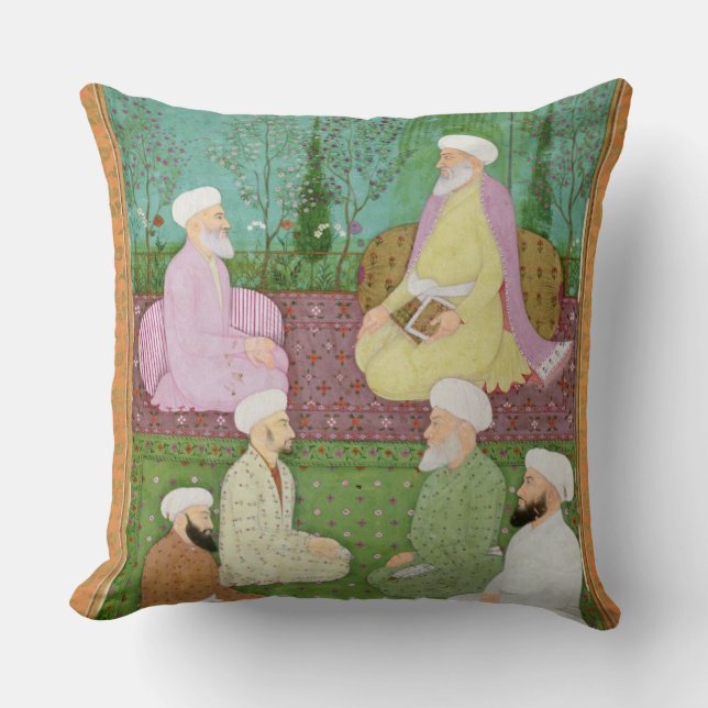 Six Muslim holy men seated on a garden terrace, fr Cushion (Front)