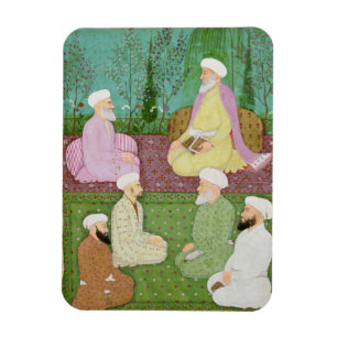 Six Muslim holy men seated on a garden terrace, fr Magnet