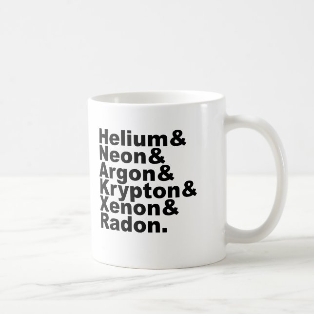 Six Noble Gases on the Periodic Table of Elements Coffee Mug (Right)