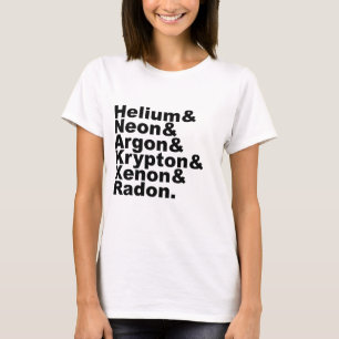 Six Noble Gases on the Periodic Table of Elements T-Shirt