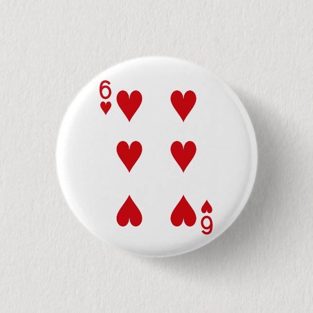 Six of Hearts Playing Card 3 Cm Round Badge (Front)