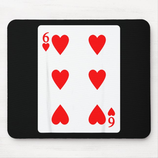 Six Of Hearts Playing Card Valentine Costume  Mouse Pad (Front)