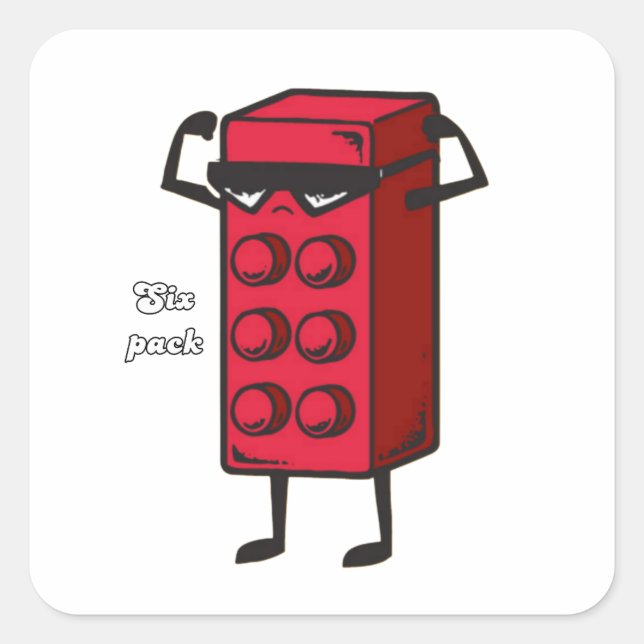 Six pack motivation square sticker (Front)