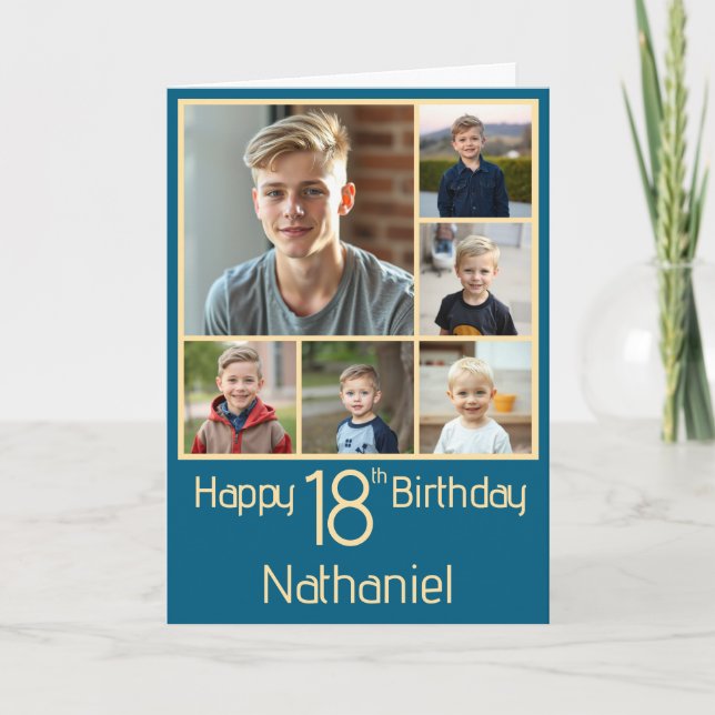 Six Photo Collage 18th Birthday Card (Front)