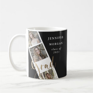 six photo collage gold graduation photo coffee mug