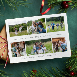 Six photo collage simple family Christmas  Holiday Card