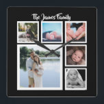 Six Photo Collage Template Square Wall Clock<br><div class="desc">Six Photo and Text Template .. simply add your own photographs and text to this great wall clock .. easy to personalize .. customizable photo template clock from Ricaso - perfect gift-ideas</div>