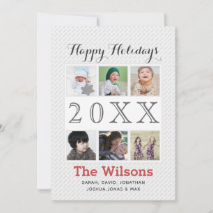 Six photos collage Modern Custom Photo Holiday Card