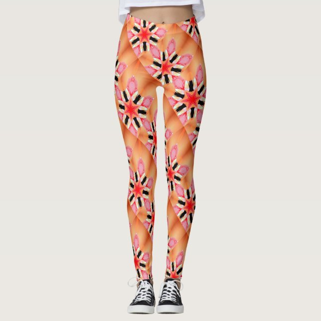 six-point red stars peach leggings (Front)