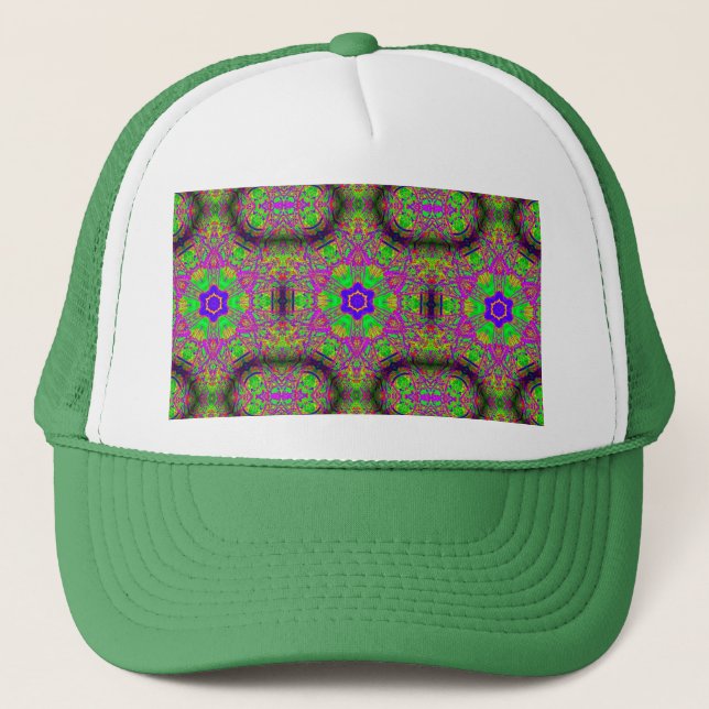 six-point starts hippie groovy trucker hat (Front)