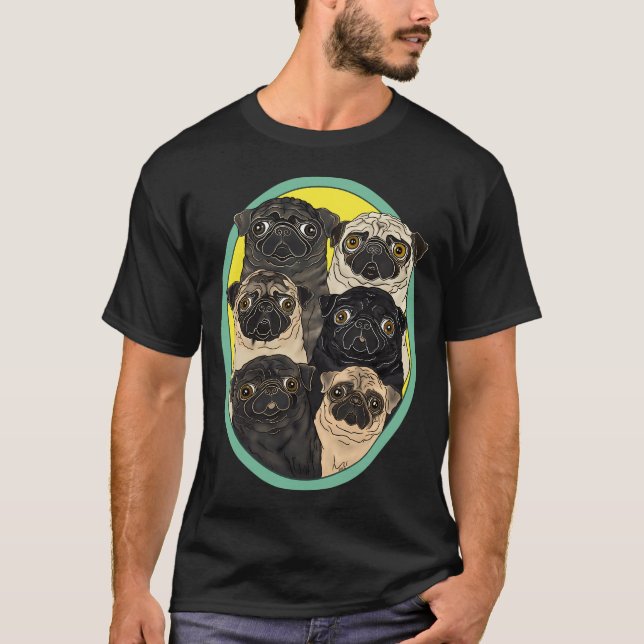 Six Pugs by FivePugs T-Shirt (Front)