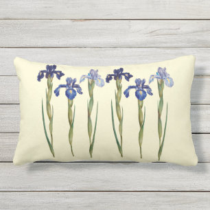 Six Purple & Blue Iris Outdoor Lumbar Pillow