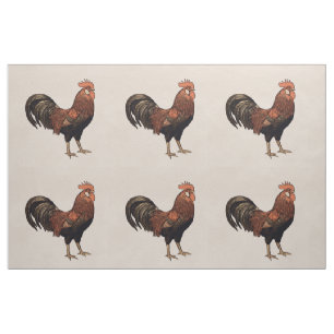 Six Rooster Quilting Squares per Yard of Fabric
