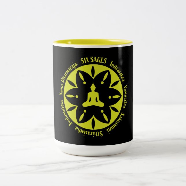 Six Sages Samara Buddhist Religion Two-Tone Coffee Mug (Center)