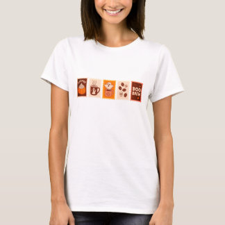 Six set of postal stamp design of coffee halloween T-Shirt