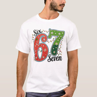 Six Seven 67 6 7 Christmas Meme Funny Xmas Lights T-Shirt