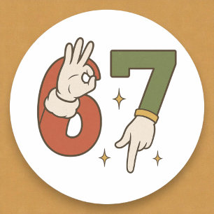 Six Seven 67 6 7 Christmas Santa Elf Meme Classic Round Sticker