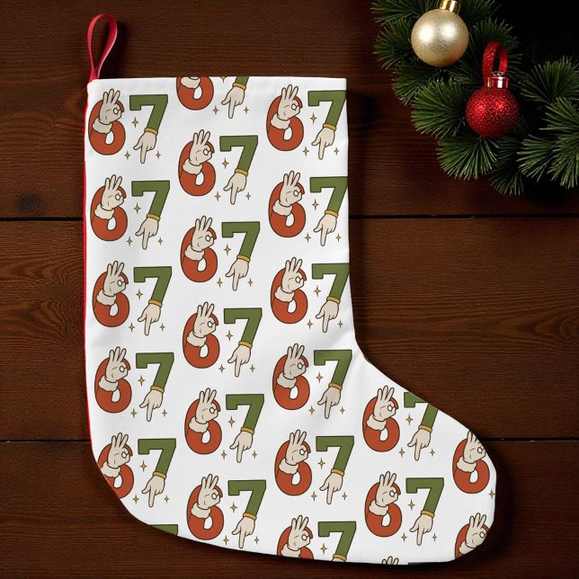 Six Seven 67 6 7 Christmas Santa Elf Meme Small Christmas Stocking (Creator Uploaded)
