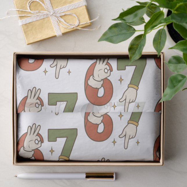 Six Seven 67 6 7 Christmas Santa Elf Meme Tissue Paper (Gift)