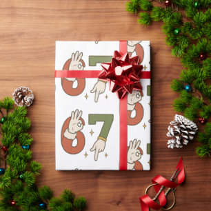 Six Seven 67 6 7 Christmas Santa Elf Meme Wrapping Paper