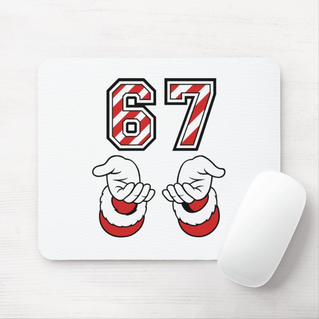 Six Seven 67 6 7 Cute Christmas Meme Holiday Mouse Pad (With Mouse)