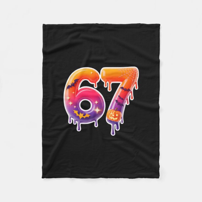 Six Seven 67 6 7 Meme Design Funny Ice Cream Drip  Fleece Blanket (Front)