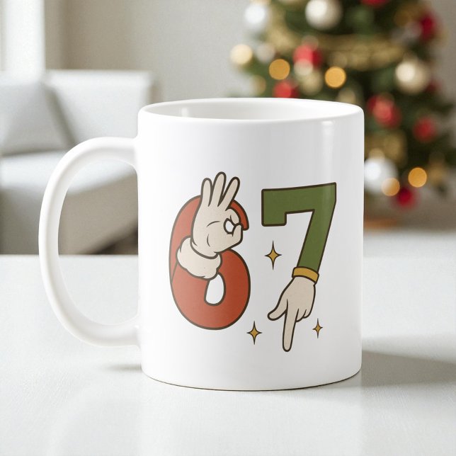  Six Seven 67 6 7 Santa Elf Christmas Meme Coffee Mug (Creator Uploaded)