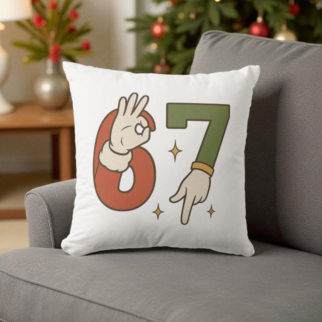  Six Seven 67 6 7 Santa Elf Christmas Meme Cushion (Creator Uploaded)
