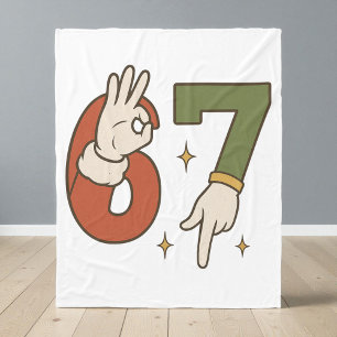  Six Seven 67 6 7 Santa Elf Christmas Meme Fleece Blanket