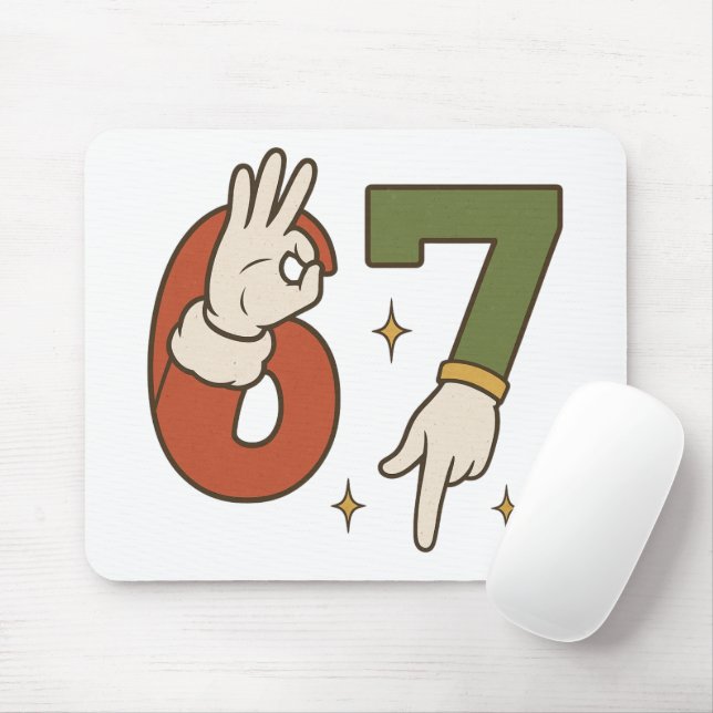  Six Seven 67 6 7 Santa Elf Christmas Meme Mouse Pad (With Mouse)