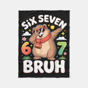 Six Seven 67 Bruh Groundhog Dabbing Funny 6 7 Meme Fleece Blanket