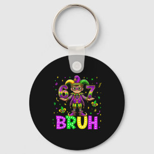 Six Seven 67 Bruh Happy Mardi Gras Leprechaun Fleu Key Ring