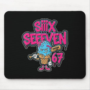 Six Seven 67 Bysebyll Player Ice Cream Drip Meme L Mouse Pad