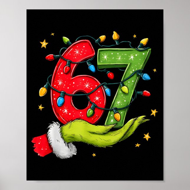 Six Seven 67 Christmas Lights Hand Signs Elf Light (Front)