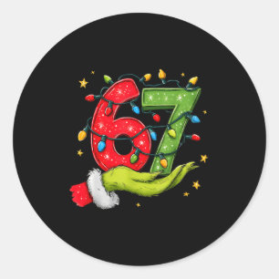 Six Seven 67 Christmas Lights Hand Signs Elf Light Classic Round Sticker