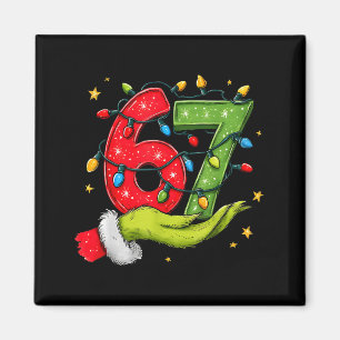 Six Seven 67 Christmas Lights Hand Signs Elf Light Magnet