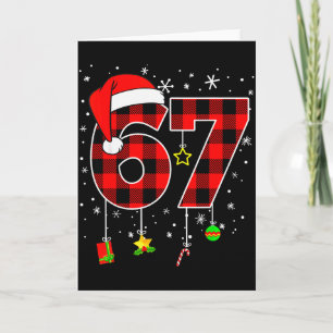 Six Seven 67 Christmas Red Plaid Xmas Boys Kids Fu Card