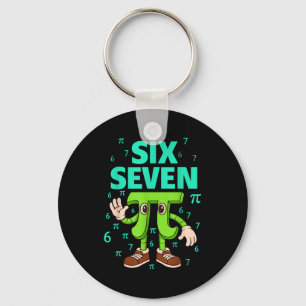 Six seven 67 day meme funny math geek 3.14 joke key ring