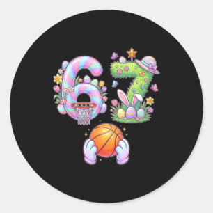 Six Seven 67 Easter Kids Basketball Bunny Egg Hunt Classic Round Sticker