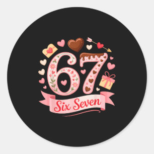 Six Seven 67 Floral Heart Valentines Day Cute Outf Classic Round Sticker