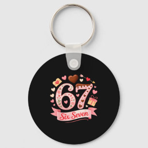 Six Seven 67 Floral Heart Valentines Day Cute Outf Key Ring