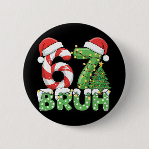 Six Seven 67 Funny Santa Bruh Christmas Meme 6 Cm Round Badge
