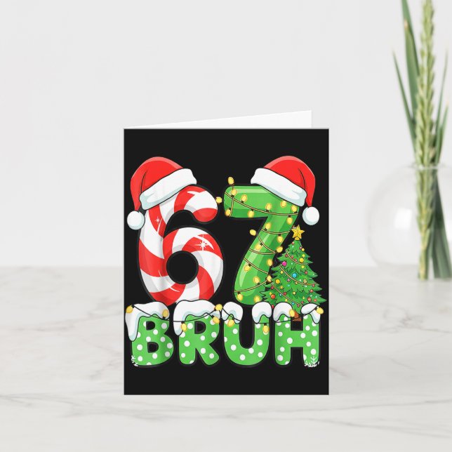 Six Seven 67 Funny Santa Bruh Christmas Meme  Card (Front)