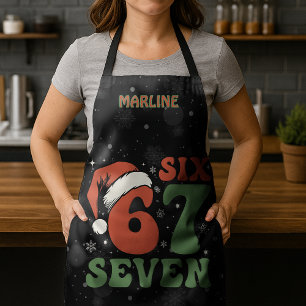Six Seven 67 Funny Santa Hat Christmas Xmas Meme Apron