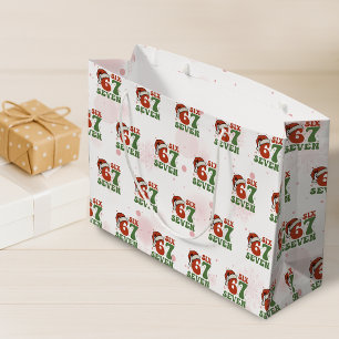 Six Seven 67 Funny Santa Hat Christmas Xmas Meme Large Gift Bag