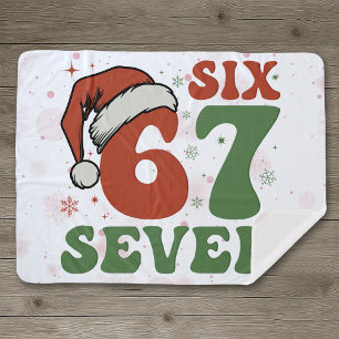 Six Seven 67 Funny Santa Hat Christmas Xmas Meme Sherpa Blanket