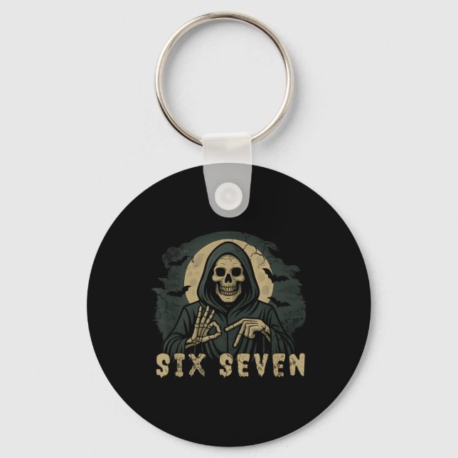 Six Seven 67 Grim Reaper Halloween Skeleton Hand S Key Ring (Front)